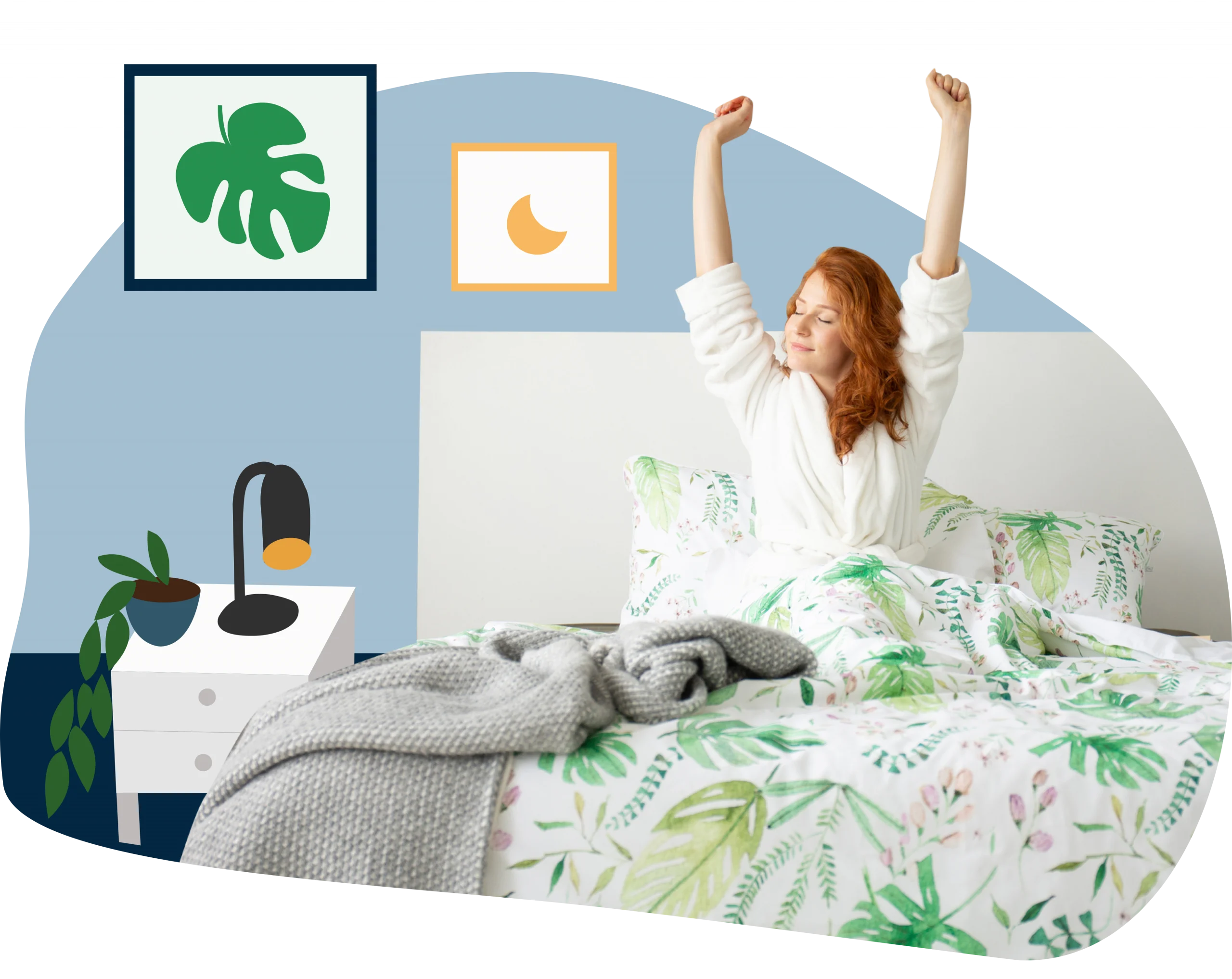 Photo of woman waking from bed