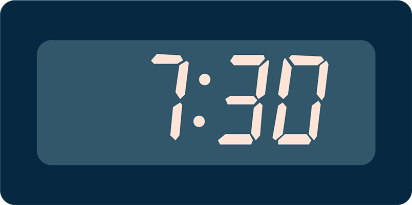 Alarm clock showing the time 7:30